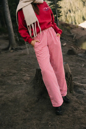 Romero Gingham Pants in Red