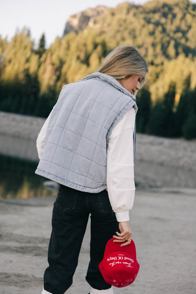 denim collared vest