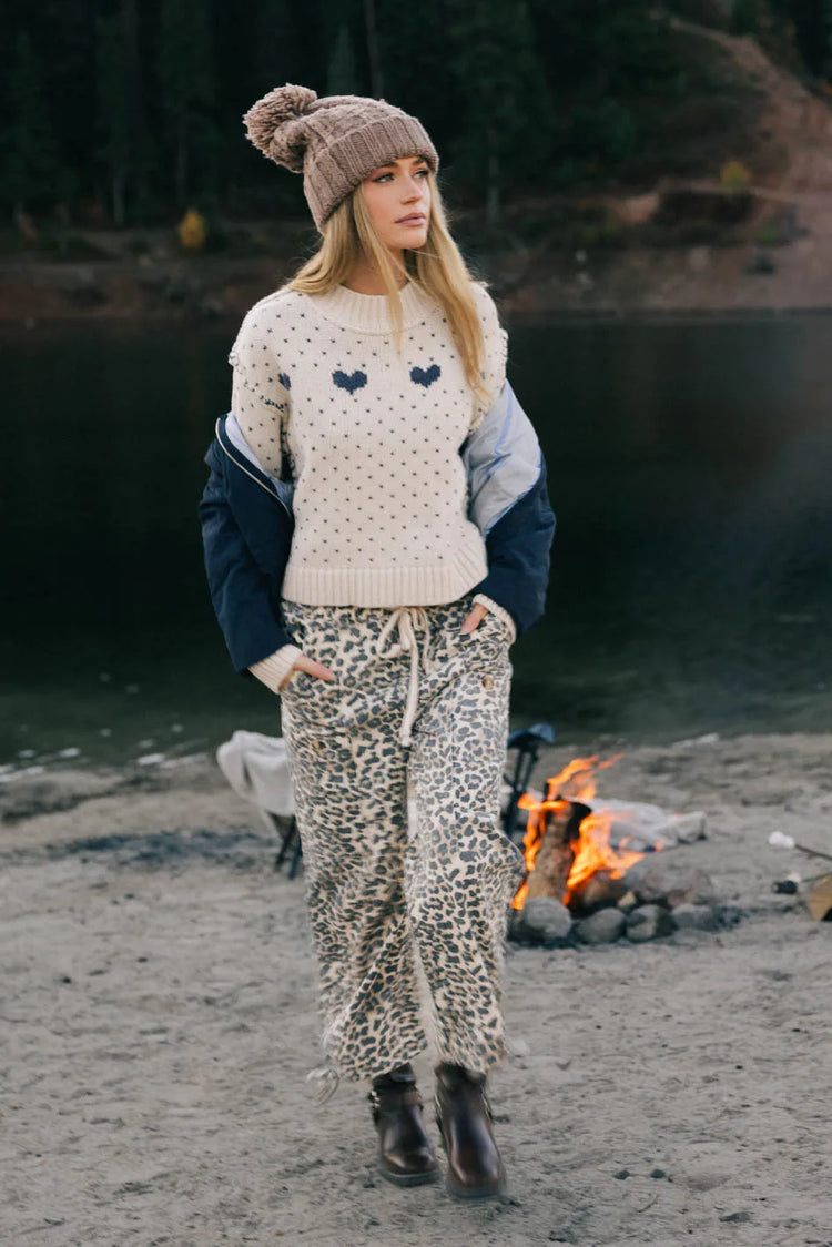 Two hand pockets pants in leopard 