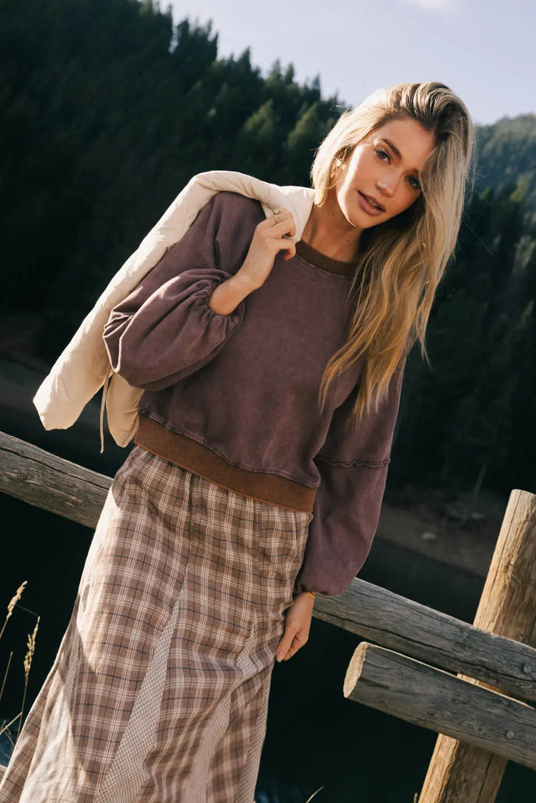 Long sleeves sweater in berry 