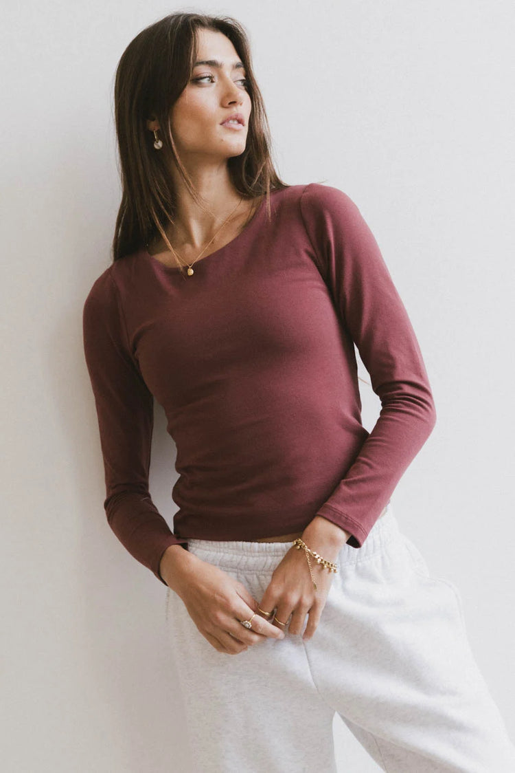 Long sleeves top in berry 