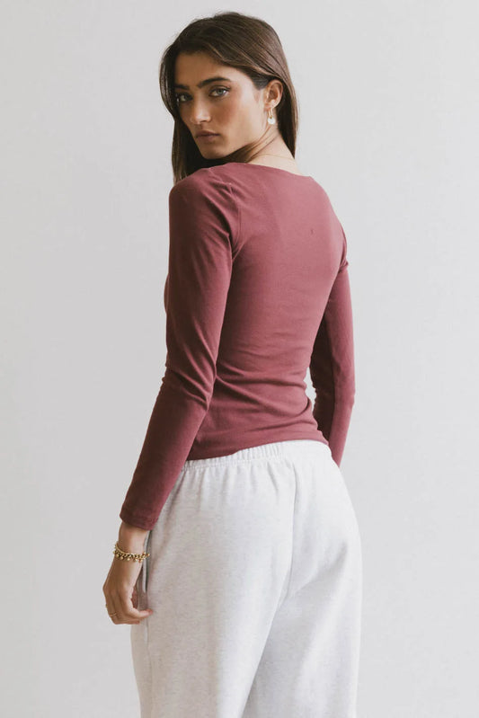 Plain color top in berry 