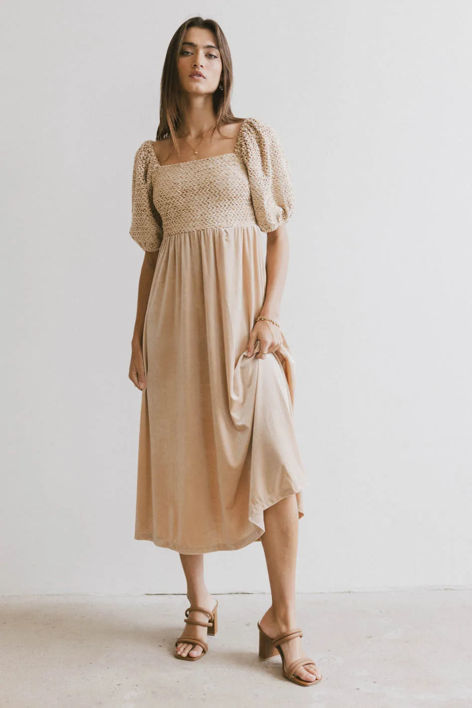 Natural color midi dress