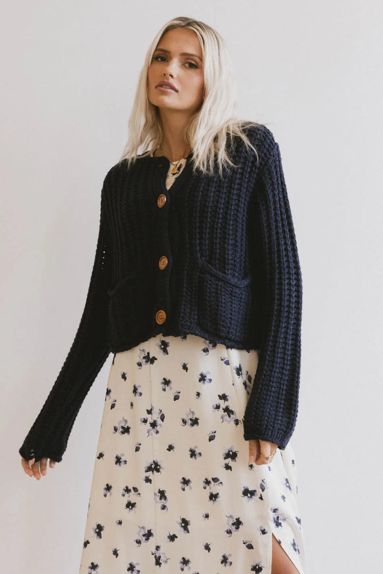 Two pockets sweater in navy 