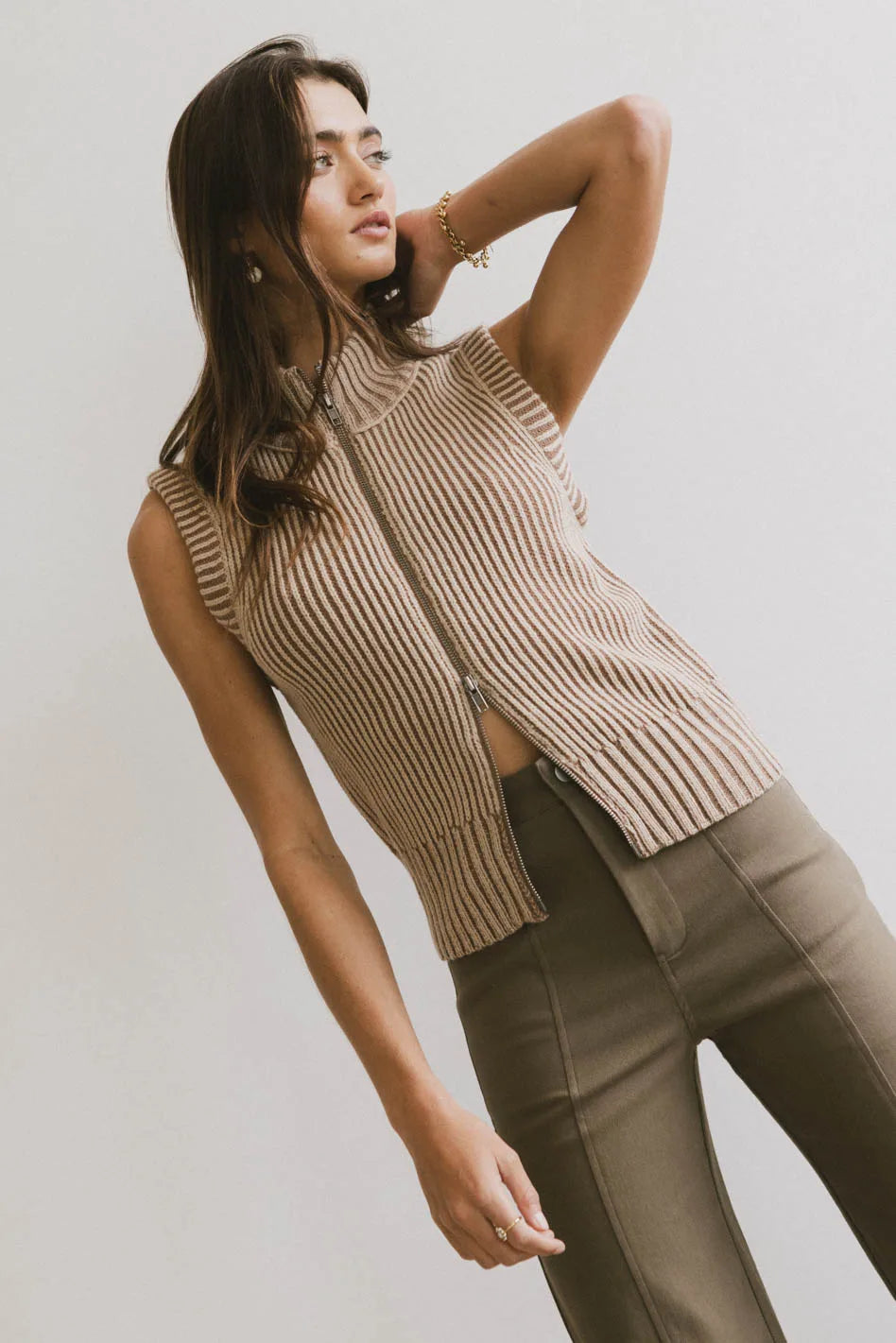 Ribbed top in mocha 