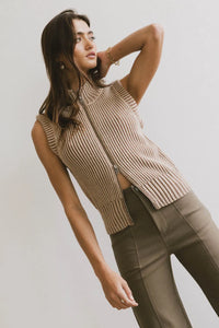 Ribbed top in mocha 