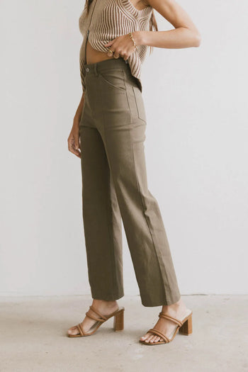 Sable Straight Leg Pants in Olive - FINAL SALE