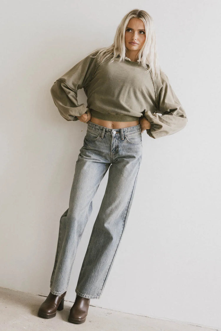 Long sleeves top in olive 