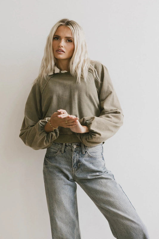 Long sleeves sweater in olive 