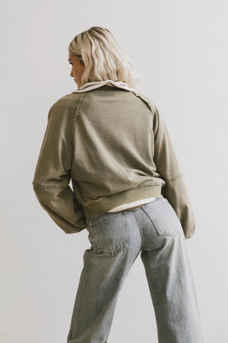 Plain color top in olive 