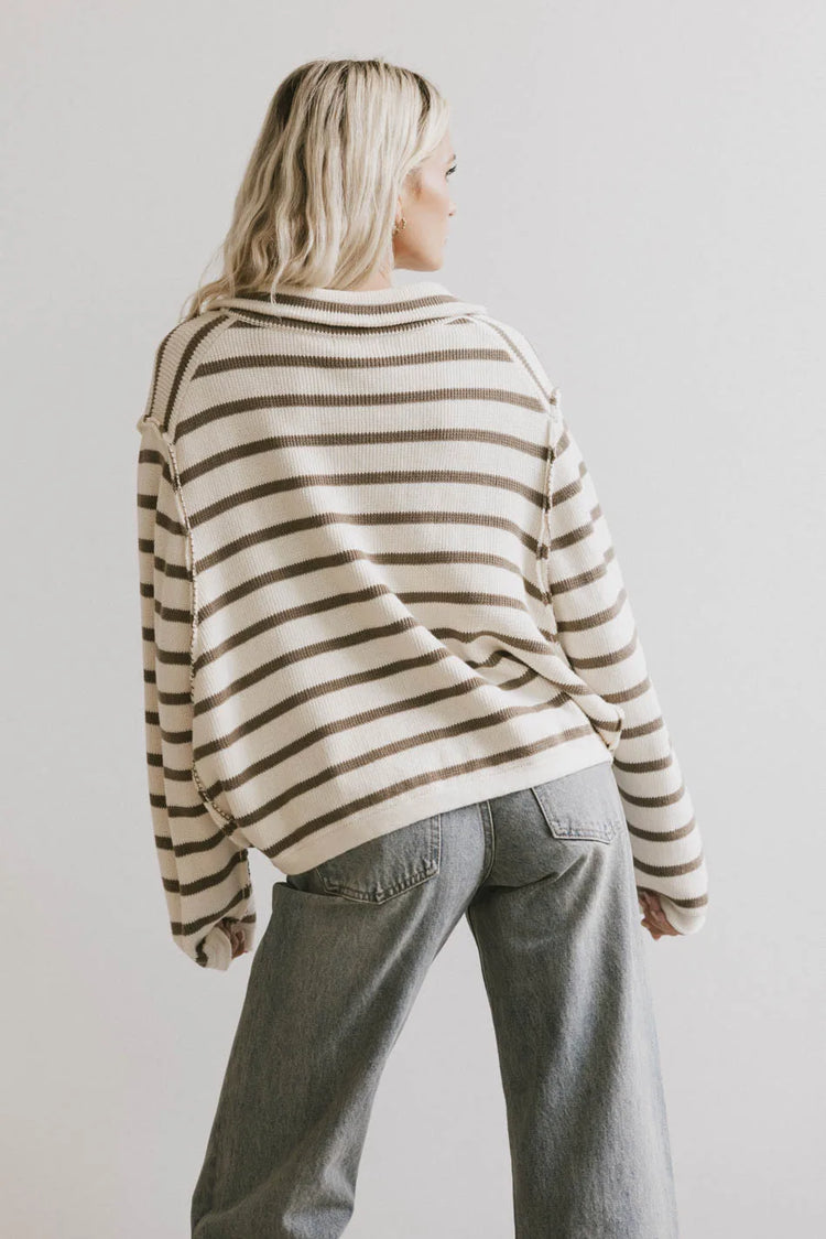 Knit top in striped olive 