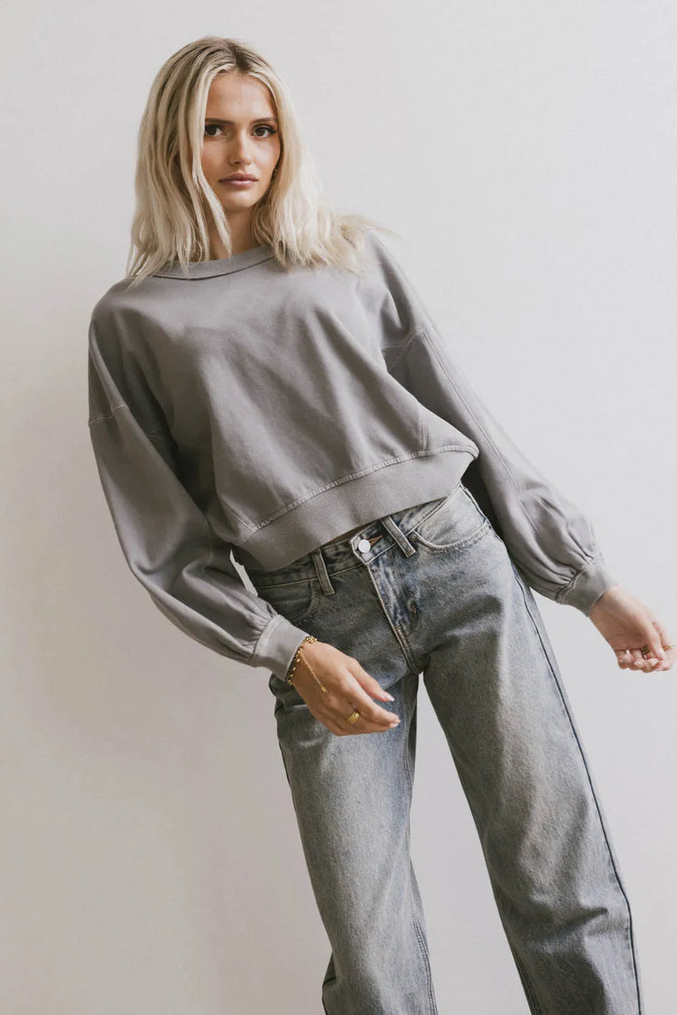 Long sleeves top in grey 