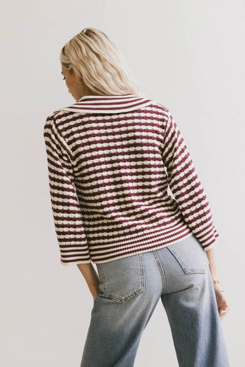 Mason Collared Sweater in Burgundy - FINAL SALE