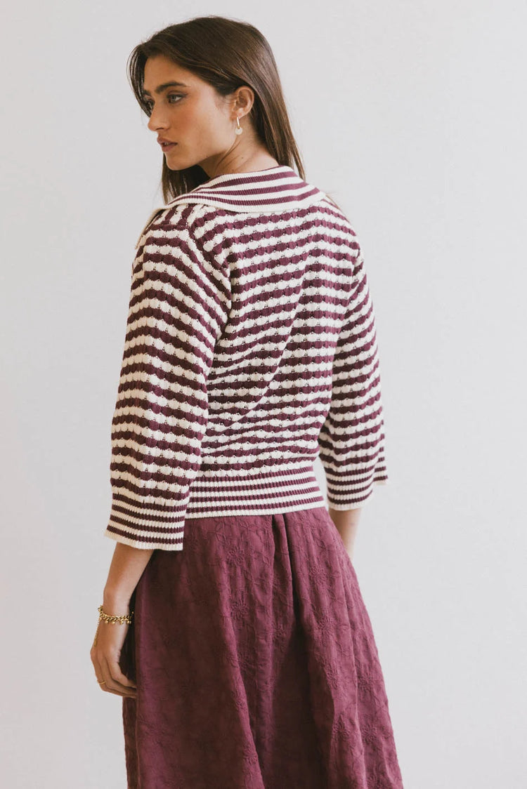 3/4 Sleeves top in burgundy 