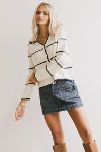 Striped top in ivory 