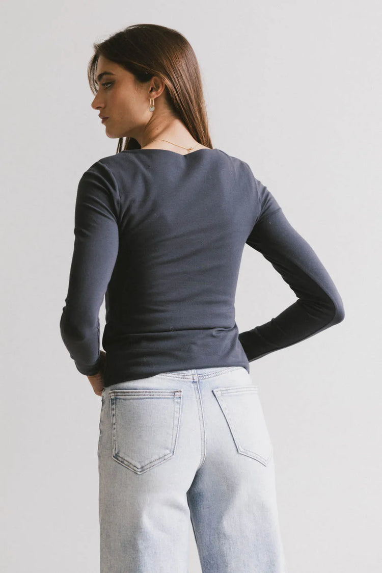 Plain color top in charcoal 