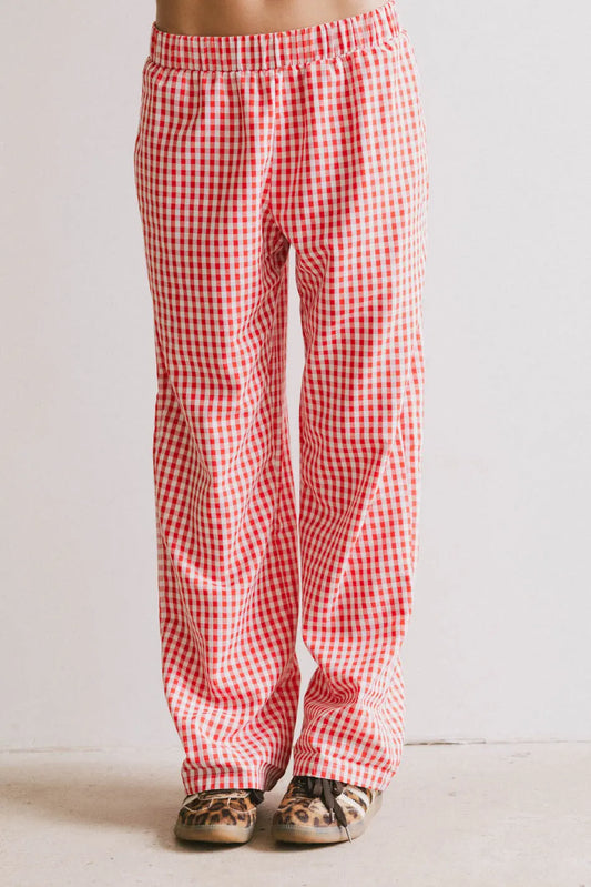 Elastic waist pants in red 