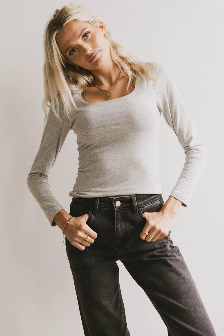 Knit top in heather grey 