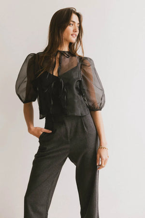 soft tie blouse black 完売品 Cecilia Silk Tie-Front Blouse - Black – The Noli Shop