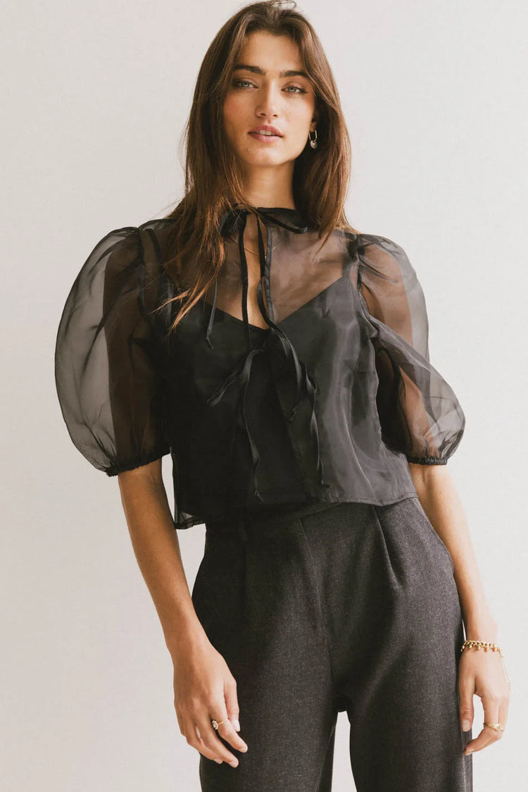 Sheer blouse in black 