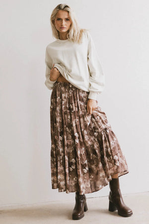 Maxine Floral Skirt in Brown - FINAL SALE