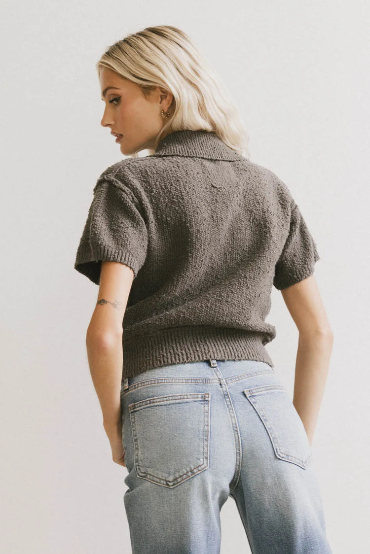 Plain color top in charcoal 