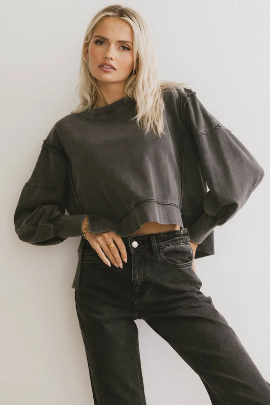 Cropped sweater in charcoal 