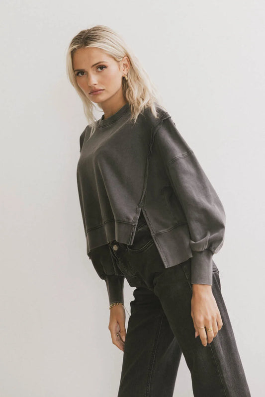 Long sleeves top in charcoal 