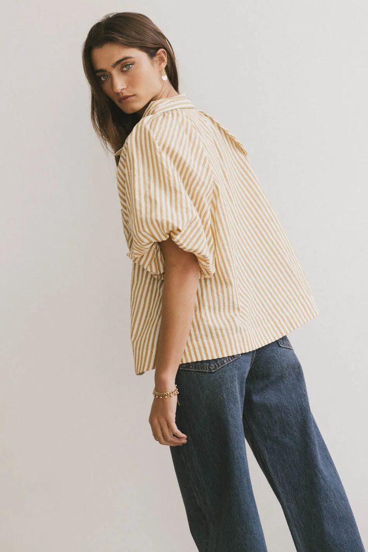 Striped top in mustard 