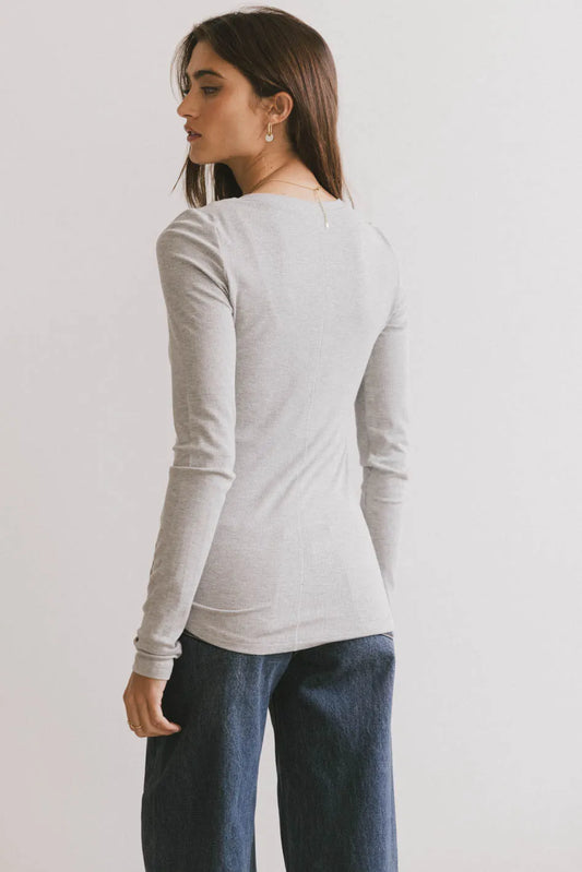 Plain color top in grey 