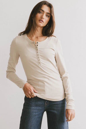 Ivanna Henley Top in Natural - FINAL SALE