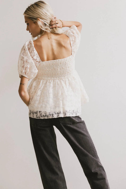 Elastic back top in ivory 