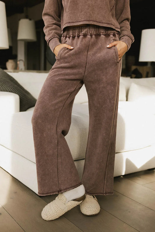 Two hand pockets pants in burgundy 