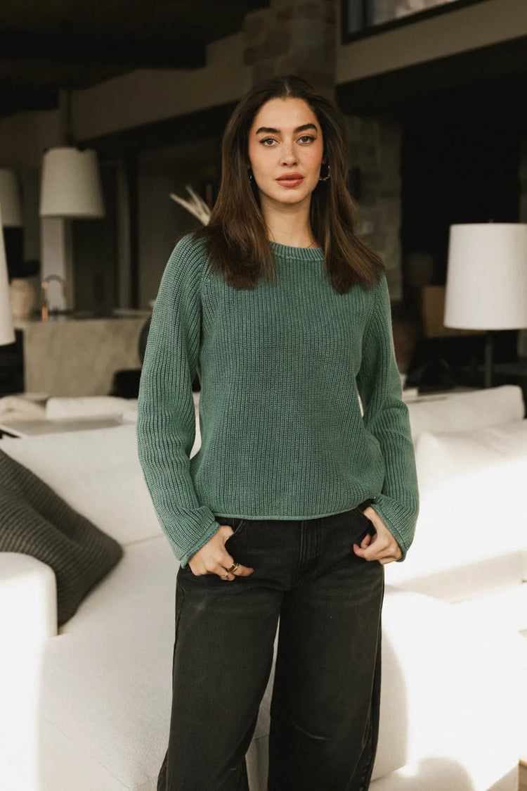 Long sleeves sweater in teal 