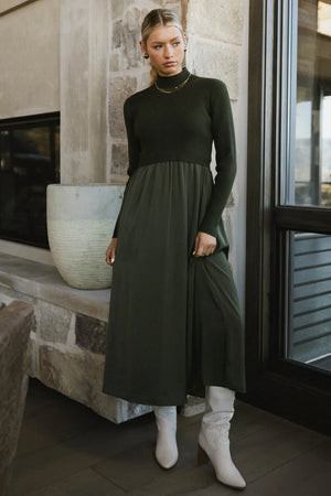 Zeda Midi Dress in Olive - FINAL SALE