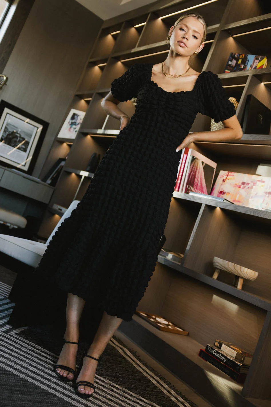bohme black dress Maddox Midi Dress in Black