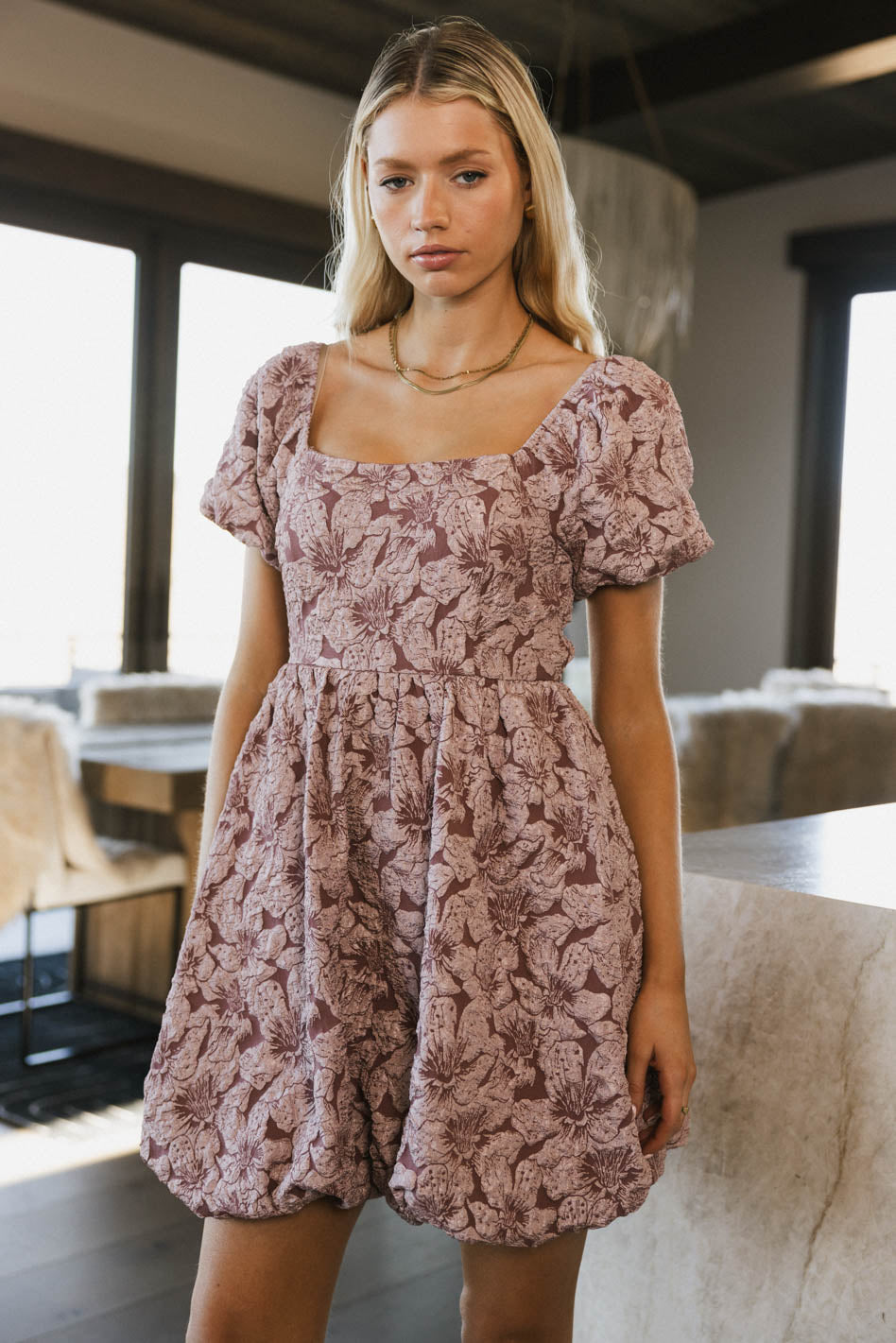 Aisling Bubble Mini Dress in Mauve - FINAL SALE Aisling Bubble Mini Dress in Mauve - FINAL SALE
