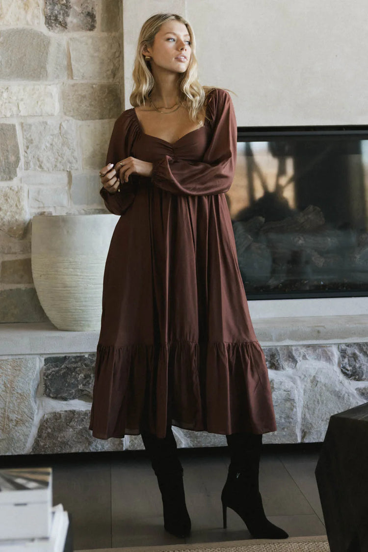 Long sleeves dress in rust 