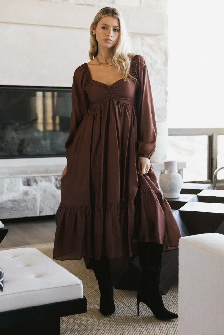 Rael Midi Dress in Brown - FINAL SALE Rael Midi Dress in Brown - FINAL SALE
