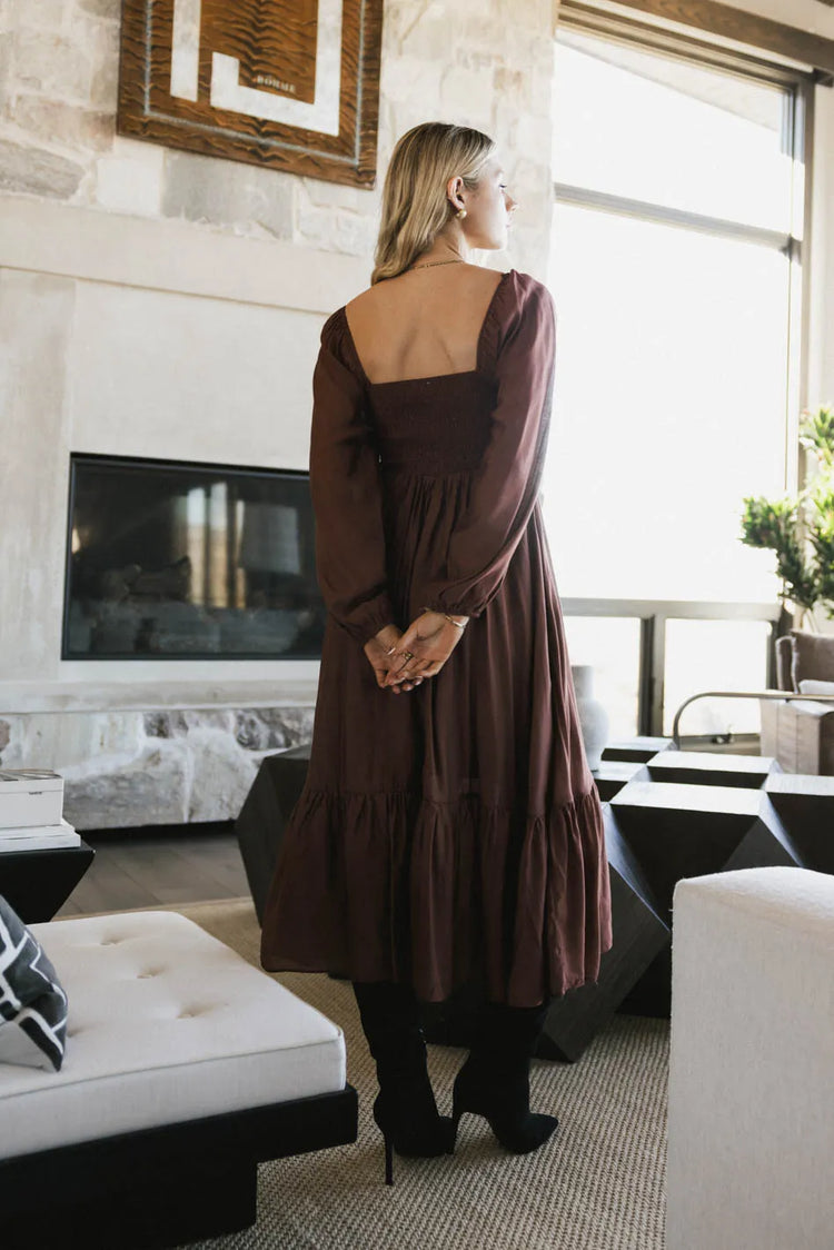 Elastic back dress in rust 