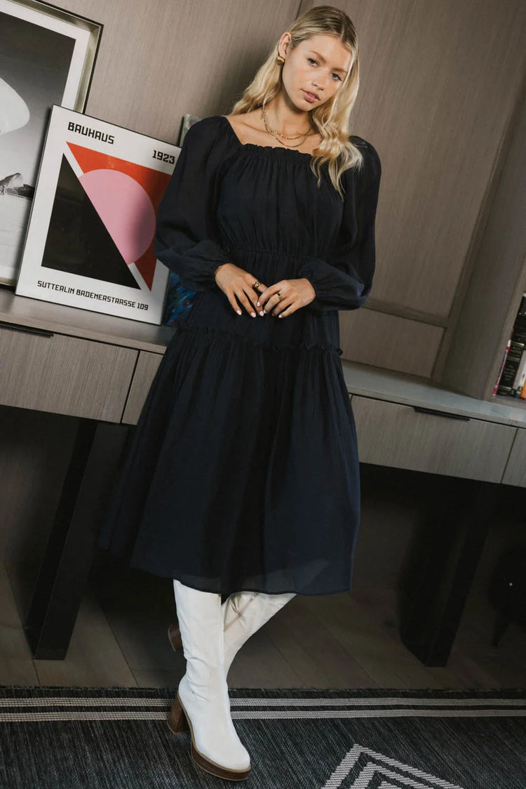 Long sleeves dress in navy 