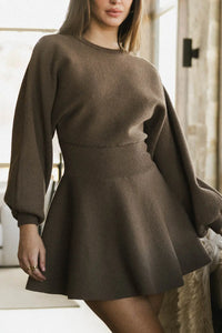 Long sleeves dress in brown  