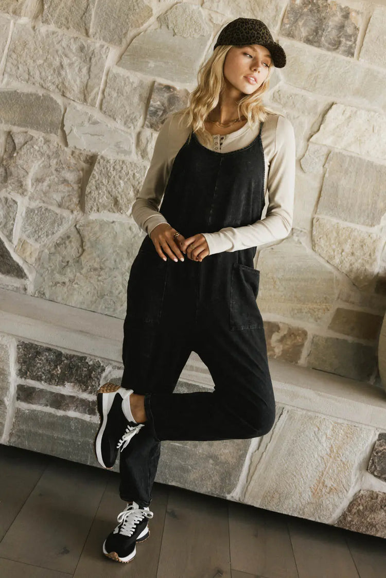 Knit overall in black 