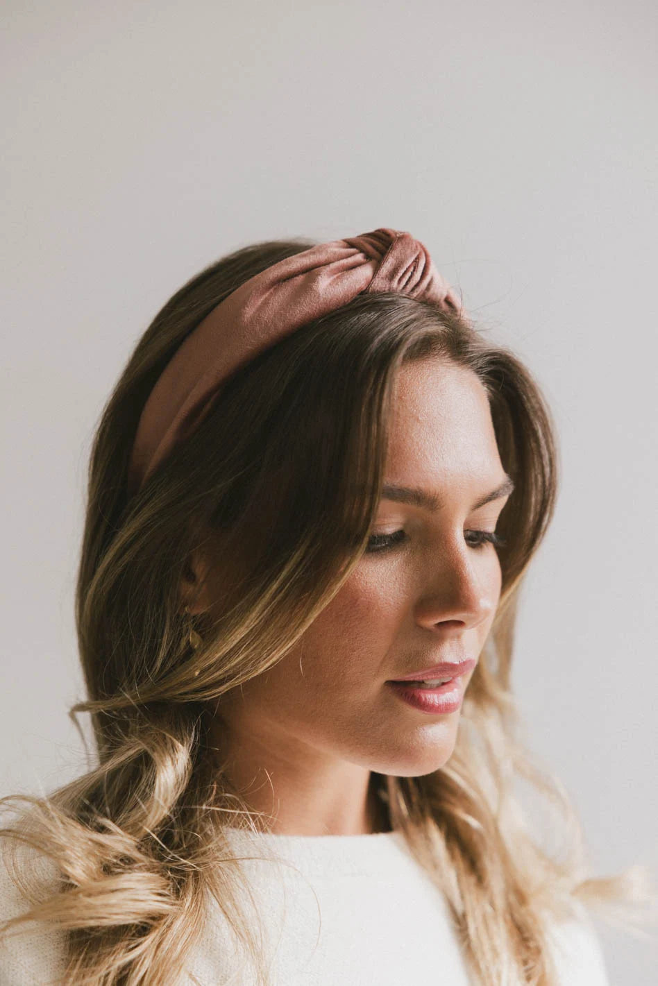 knotted headband in blush 