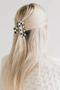 BLACK CHECKERED HAIR CLIP