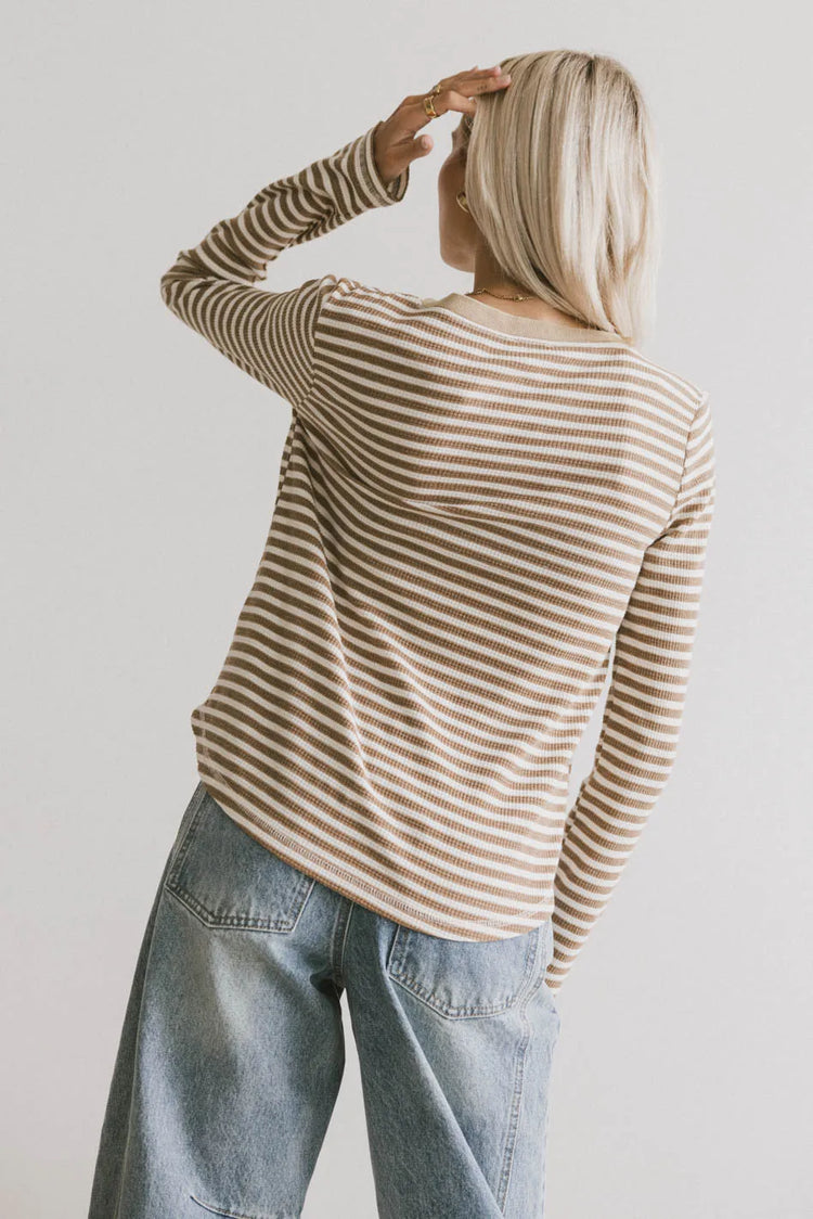 Striped top in brown and cream 