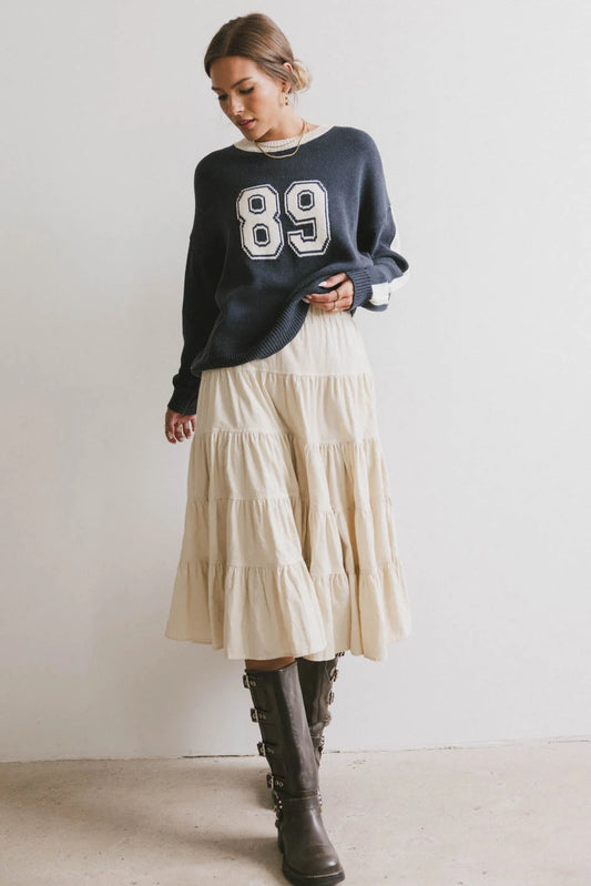 Midi skirt in cream 