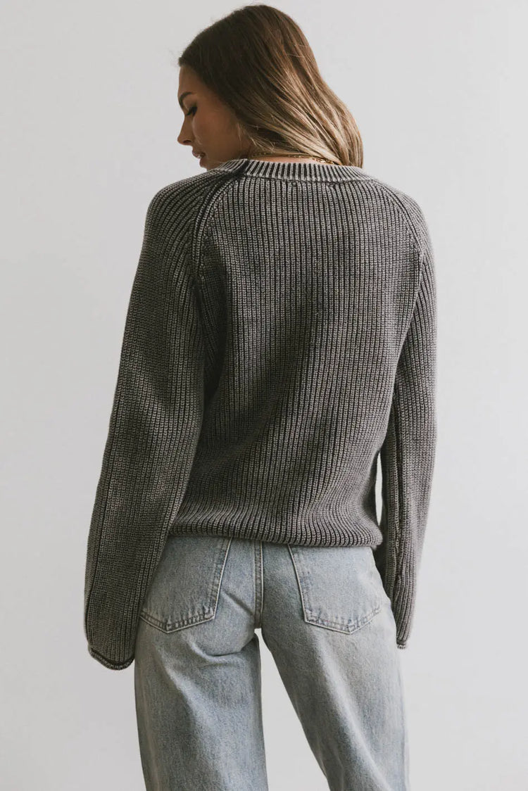 Plain color sweater in charcoal 
