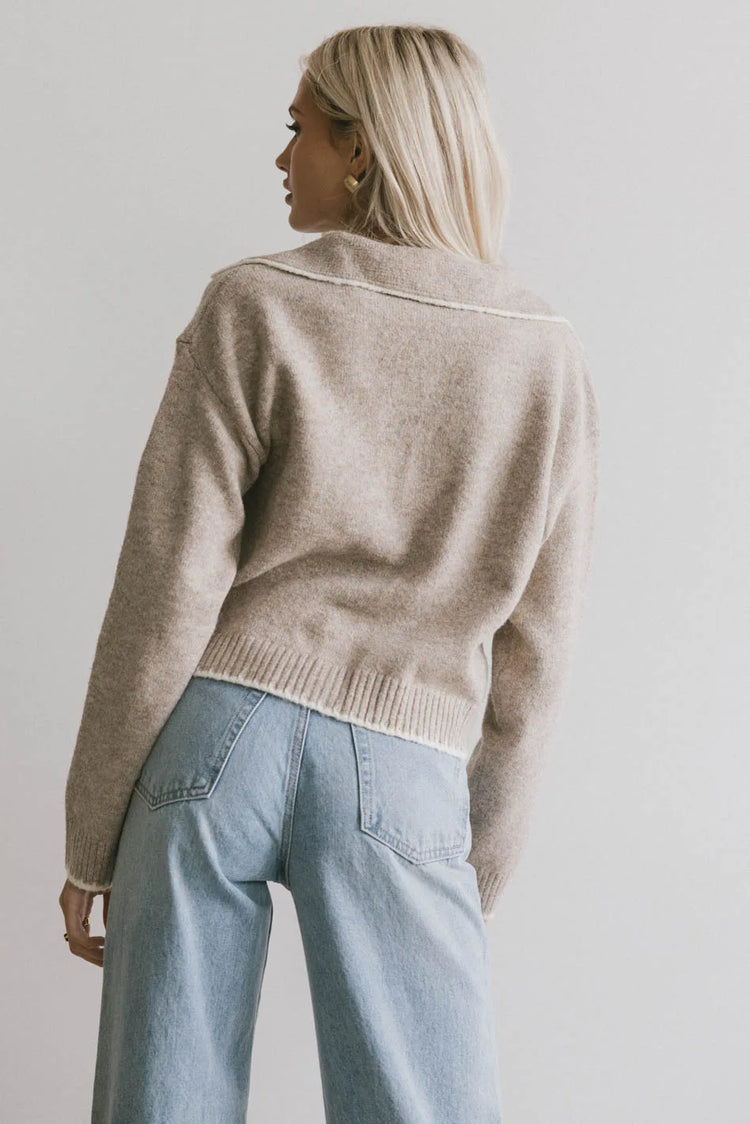 Plain color sweater top in natural 