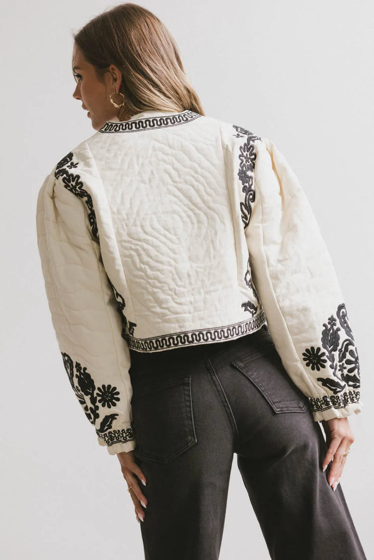 Embroidered jacket in cream 